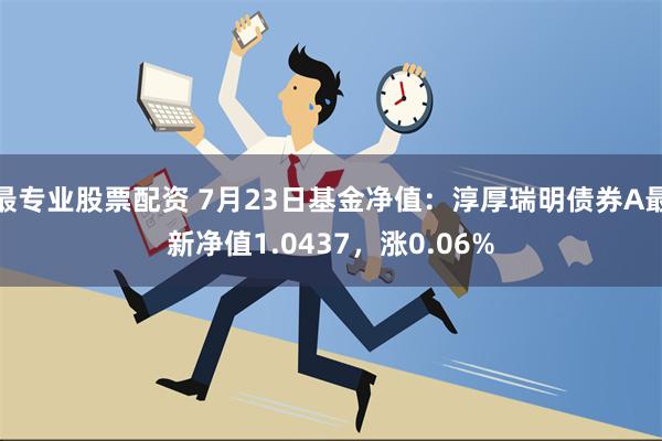 最专业股票配资 7月23日基金净值：淳厚瑞明债券A最新净值1.0437，涨0.06%